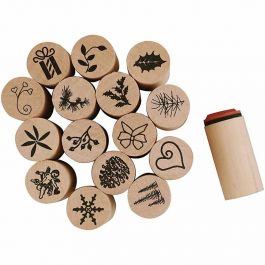 Deco Art Stempels, Kerst, H: 26 mm, d 20 mm, 15 stuk/ 1 doos [HOB-28580]
