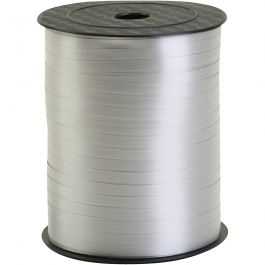 Ruban cadeau, L : 5 mm, argent, 400 m/ 1 rouleau [HOB-557488]