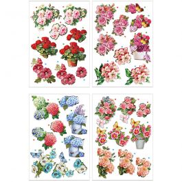 3D vellen, bloemen, vel 21x30 cm, 4 vel/ 1 doos [HOB-28703]