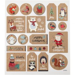 Autocollants, Autocollants de Noël, feuille 15x16,5 cm, 1 flles [HOB-29045]