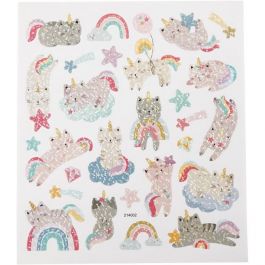 Stickers, unicorn katten, vel 15x16,5 cm, 1 vel [HOB-29047]
