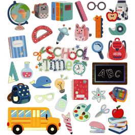 Autocollants, rentrée scolaire, feuille 15x16,5 cm, 1 flles [HOB-29062]