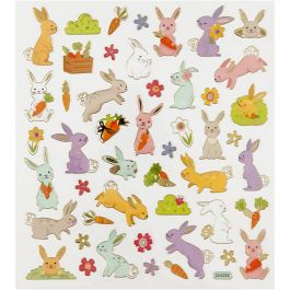 Autocollants, lapin de Pâques, feuille 15x16,5 cm, 1 flles [HOB-29065]