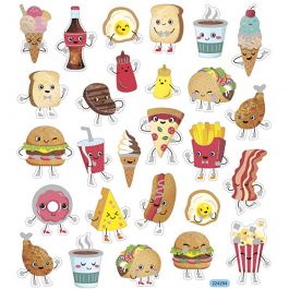 Autocollants, fast food, feuille 15x16,5 cm, 1 flles [HOB-29079]