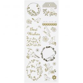 Stickers, vogels, vel 10x24 cm, goud, 1 vel [HOB-29146]