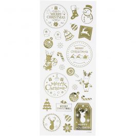 Stickers, Kerst, vel 10x24 cm, goud, 1 vel [HOB-29149]