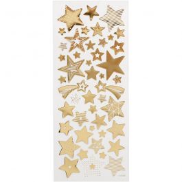 Stickers, sterren, vel 10x24 cm, goud, 1 vel [HOB-29152]