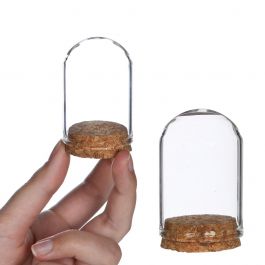Mini dome en verre Ø4cm et 6cm de haut avec liège (6 pièces.) [IFS-29410]