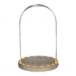 Glazen LED stolp Ø17cm met houten basis (1 st.) [IFS-29495]