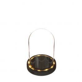 Glazen LED stolp Ø12cm met zwart houten basis (1 st.) [IFS-29593]