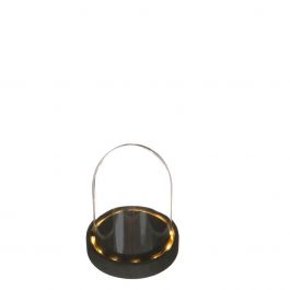 Glazen LED stolp Ø10cm met zwart houten basis (1 st.) [IFS-29598]