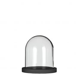Glazen stolp met zwart houten basis Ø12cm H.13cm (1 st.) [IFS-29822]