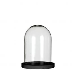 Glazen stolp met zwart houten basis Ø12cm H.16cm (1 st.) [IFS-29823]