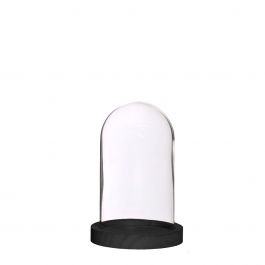 Glazen stolp met zwart houten basis Ø10cm (1 st.) [IFS-29828]