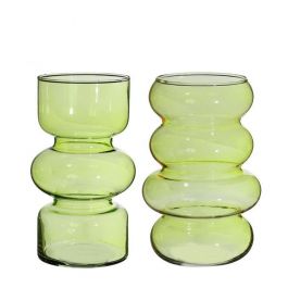 Vase à fleurs Ø10 cm H: 18 cm Vert (6 Pcs) [IFS-29925]