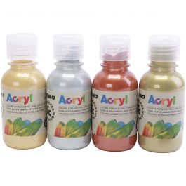 PRIMO luxe acrylverf, metallic kleuren, 8x125 ml/ 1 doos [HOB-638398]