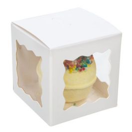 boite en kraft blanc avec fenètres sur 3 cotés 5x5x5cm (25 pieces) [WGWG347)