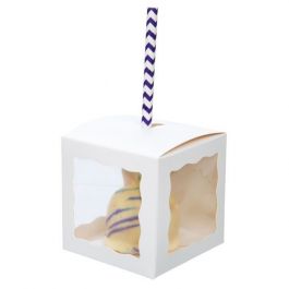 boite en kraft blanc avec fenètres sur 3 cotés 7.5x7.5x7.5cm (25 pieces) [WGWG348)