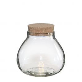 Glazen cilinder met LED in kurken deksel 14cm hoog (1 st.) [IFS-30184]