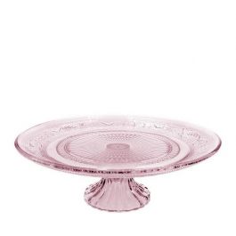 Glazen Taart Plateau Roze Ø23x H: 8 cm (1 stuk) [IFS-30236]