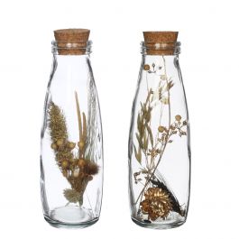Melkfles met diverse droogbloemen naturel 21cm hoog (6 st.) [IFS-30392]