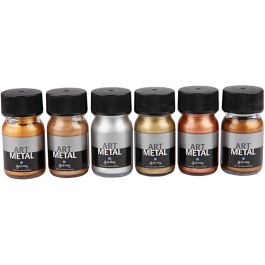 Hobbyverf Metallic, afm 5102, 5104, 5106, 5108, 5109, 5110, metallic kleuren, 6x30 ml/ 1 doos [HOB-30696]