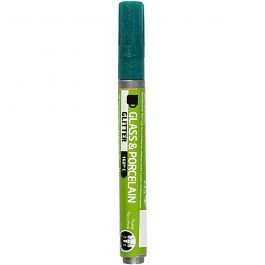 Feutres pour Verre et Porcelaine, paillettes, trait 2-4 mm, semi opaque, vert foncé, 1 pièce [HOB-31309]