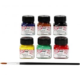 Glas- en Porseleinverf, diverse kleuren, 6x20 ml/ 1 doos [HOB-31405]