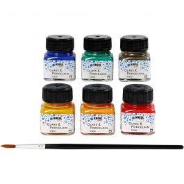 Glas- en Porseleinverf, diverse kleuren, 6x20 ml/ 1 doos [HOB-31406]