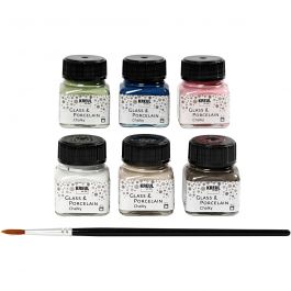 Glas- en Porseleinverf, diverse kleuren, 6x20 ml/ 1 doos [HOB-31407]