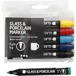 Glas- en Porseleinstiften, lijndikte 1-3 mm, semi-dekkend, 6 stuk/ 1 doos [HOB-31651]