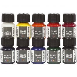 Glass Color transparente, ass. de couleurs, 10x30 ml/ 1 Pq. [HOB-31680]