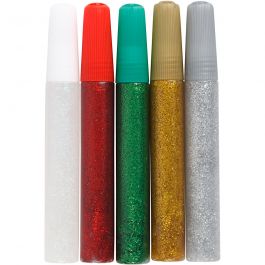 Glitterlijm, diverse kleuren, 5x10 ml/ 1 doos [HOB-31810]