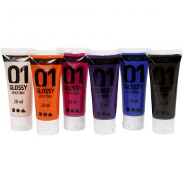 Peinture Acrylique Brillante, couleur extra, 6x20 ml/ 1 Pq. [HOB-32005]