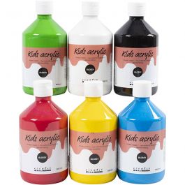 Peinture Acrylique Brillante, couleur primaire, 6x500 ml/ 1 Pq. [HOB-32032]
