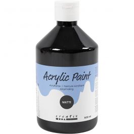 Peinture Acrylique Mate, noir, 500 ml/ 1 flacon [HOB-32104]