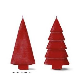 Set de 2 bougies en forme d'arbres rouge 12cm de haut (1 lot, 6pcs) [IFS-32151]