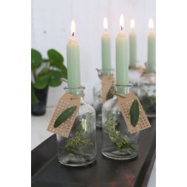 Bougie effilée Vert pistache, 11 cm de haut (lot de 7 pièces) [IFS-32165]