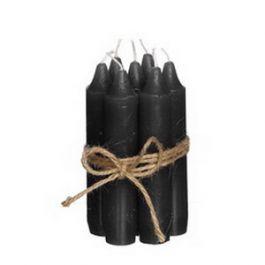 Bougie effilée Noir, 11 cm de haut (lot de 7 pièces) [IFS-32168].