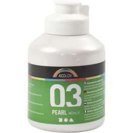 Acrylverf Metallic, metallic, wit, 500 ml/ 1 fles [HOB-32202]