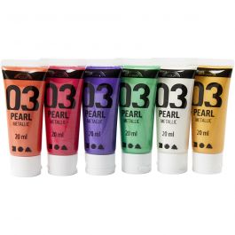 Acrylverf Metallic, metallic, extra kleuren, 6x20 ml/ 1 doos [HOB-32205]