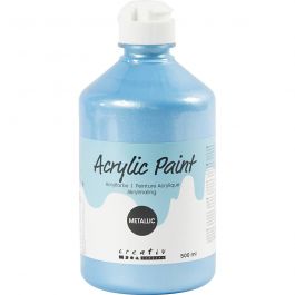 Peinture Acrylique Métallique, Métallisé, bleu clair, 500 ml/ 1 flacon [HOB-32220]