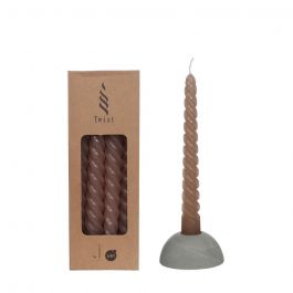 Bougies torsadées taupe 19cm de haut (4 pièces.) [IFS-32232]