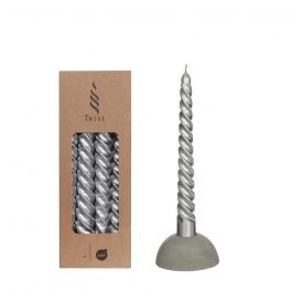 Bougies torsadées argentées de 19 cm de haut (4 pièces.) [IFS-32234]