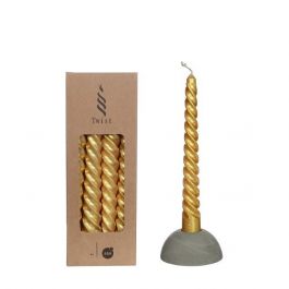 Bougies torsadées or 19cm de haut (4 pièces.) [IFS-32239]