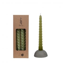 Bougies torsadées vertes foncées de 19cm de haut (4 pièces.) [IFS-32240]