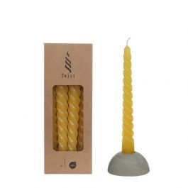 Bougies torsadées jaunes de 19 cm de haut (4 pièces.) [IFS-32242]