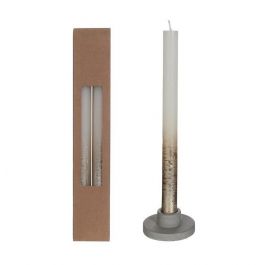 Dinner Kaarsen Creme met Goude Spray Ø2.1/h. 25cm (1 set) [IFS-32313]
