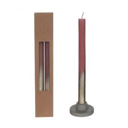 Dinner Kaarsen mauve met Goude Spray Ø2.1/h. 25cm (1 set) [IFS-32319]