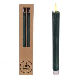 Bougie crayon LED Ø2,1 h. 25cm vert mousse (Ensemble de 2 pcs) [IFS-32580]